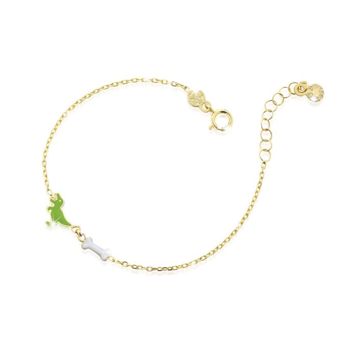 Bracciale Toys Dorato con Dinosauro e Osso PMG071