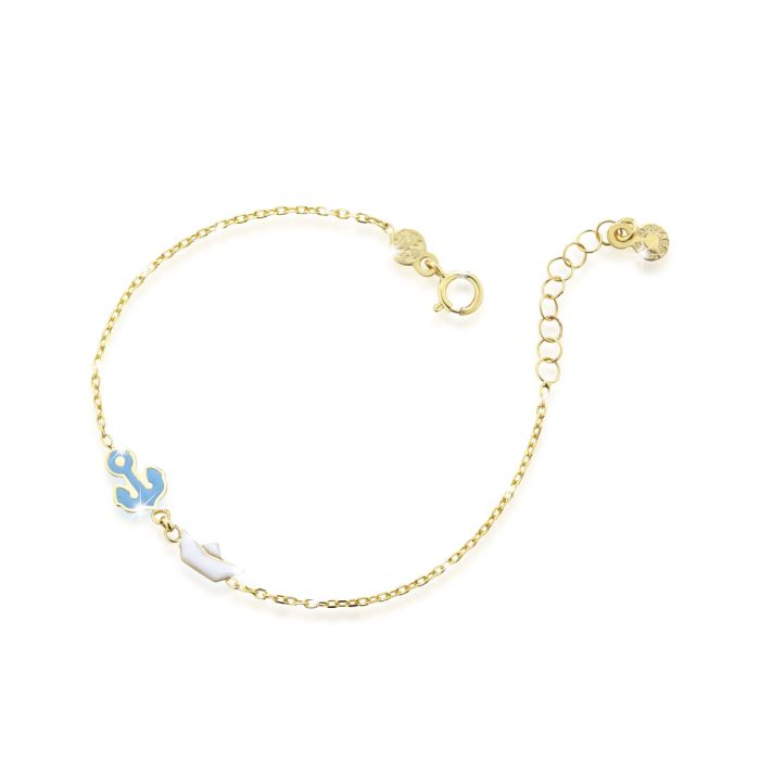 Bracciale Prime gioie Lebebè Toys in Oro Giallo con Ancora e Barchetta PMG075
