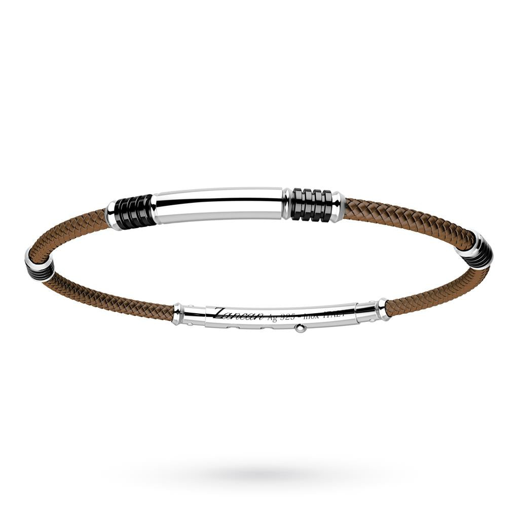 Bracciale Uomo in Kevlar Marrone e Argentato EXB576-MA