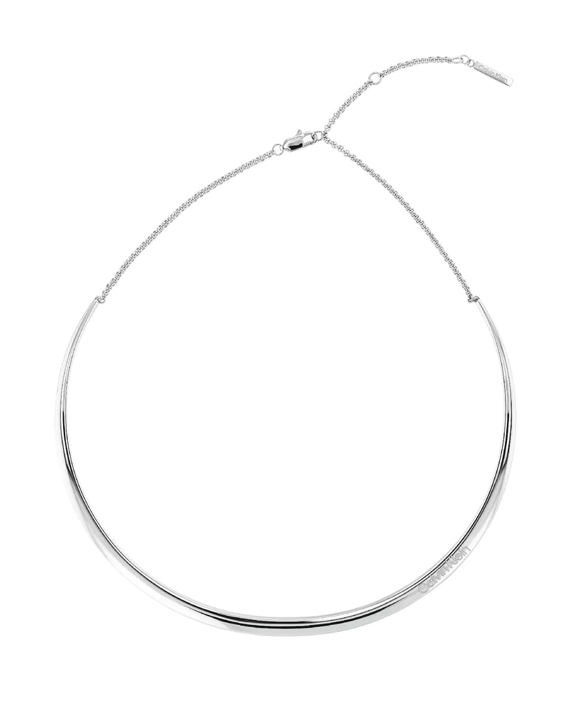 Collar de plata de anillos combados esculturales 35000012