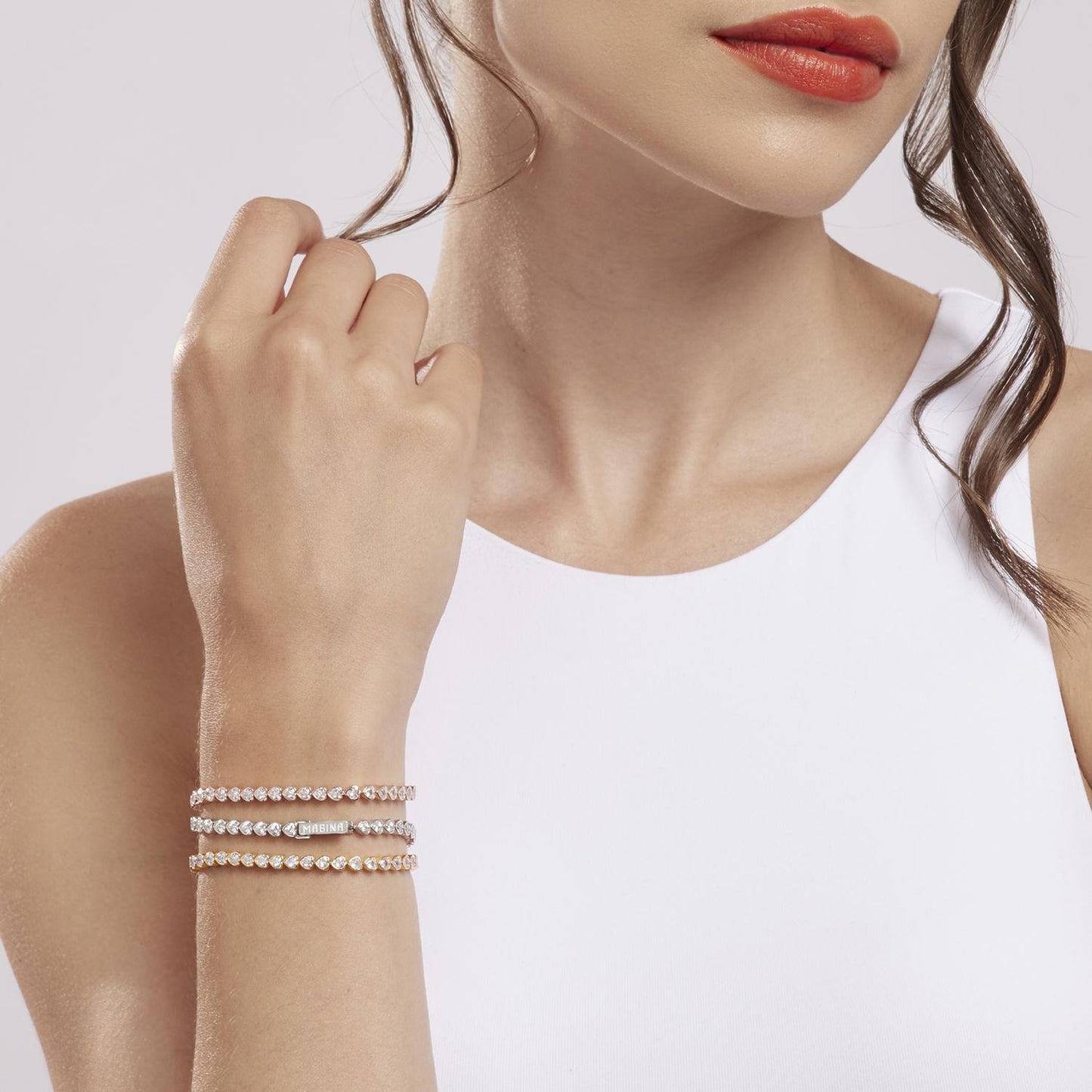 Pulsera Rosato Tennis Stupendous Thought Zirconia Heart 533511