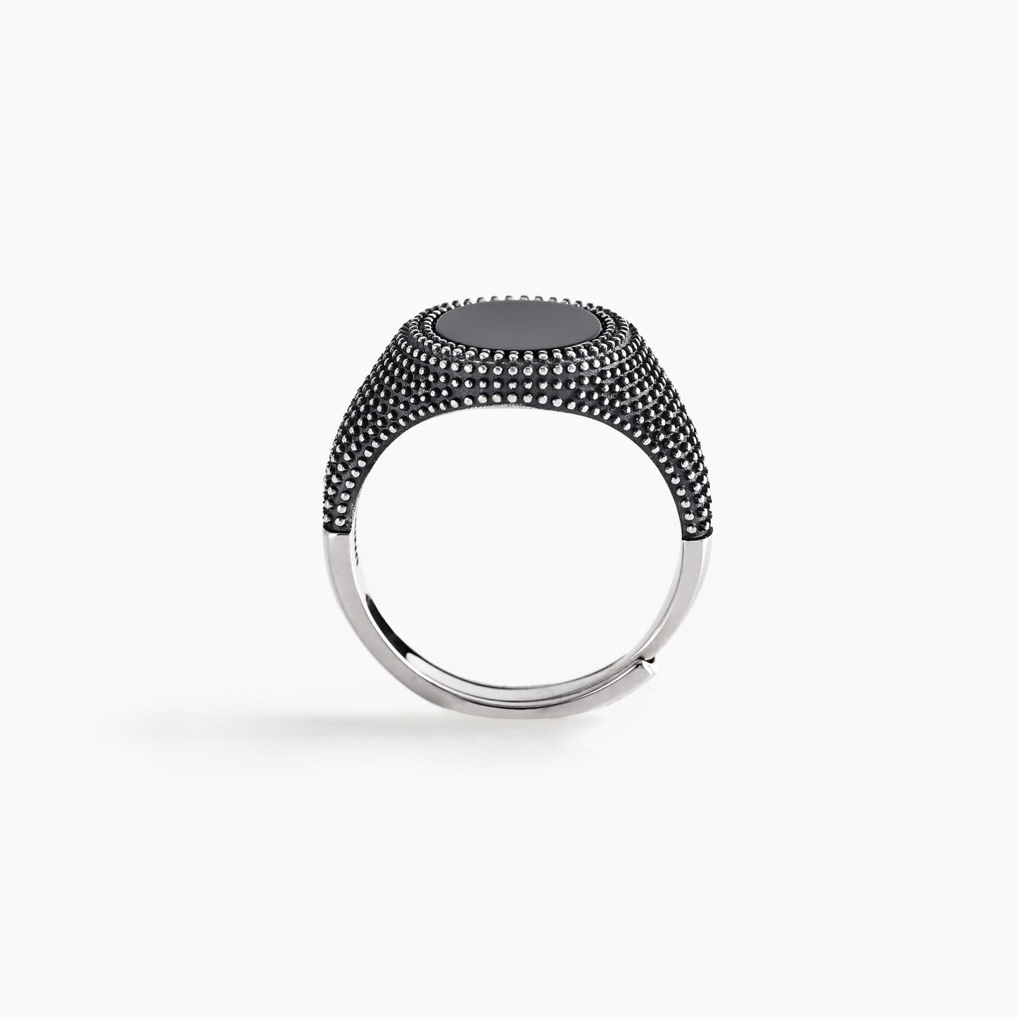 Anello Uomo Mascalzone Borchiato Agata Nera 523224