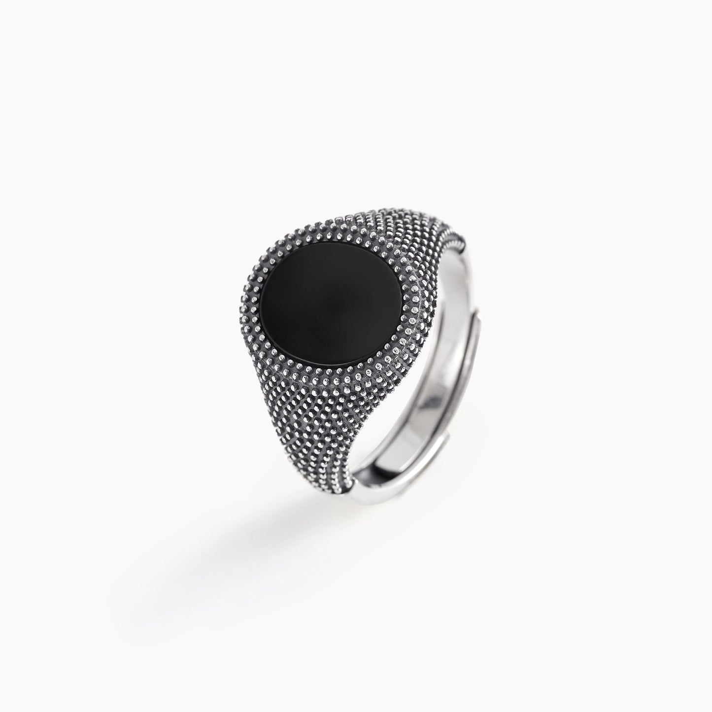 Anello Uomo Mascalzone Borchiato Agata Nera 523224