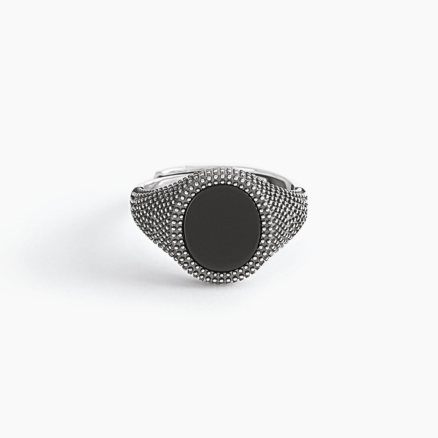 Anello Uomo Mascalzone Borchiato Agata Nera 523224