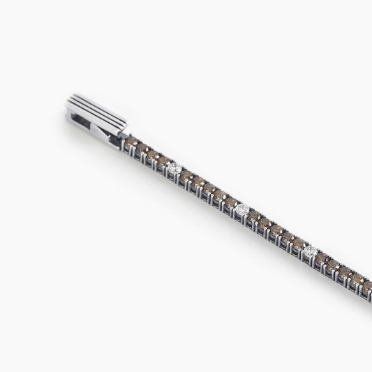 Bracciale Uomo Tennis Club Zirconi Marroni e Bianchi 533516