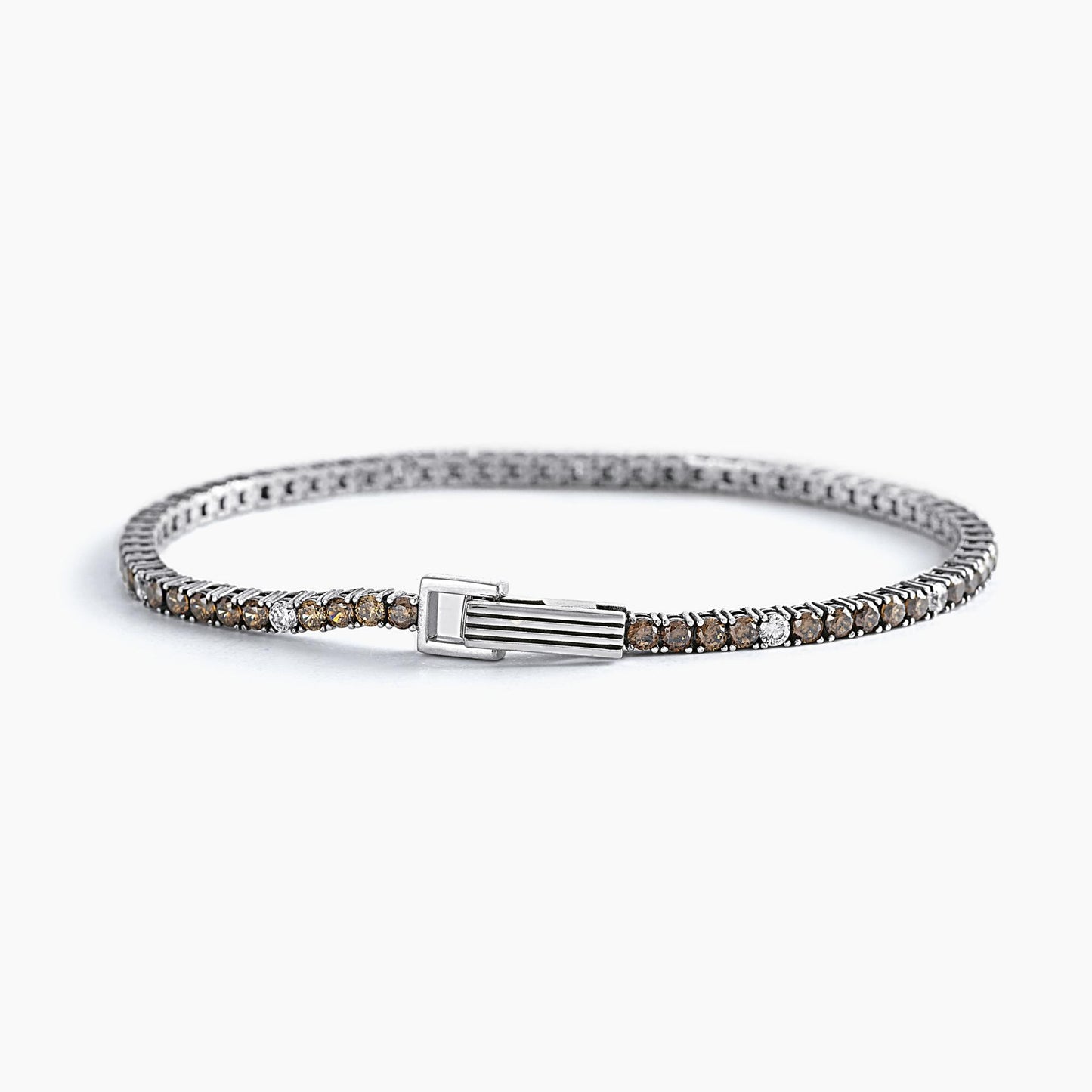 Bracciale Uomo Tennis Club Zirconi Marroni e Bianchi 533516