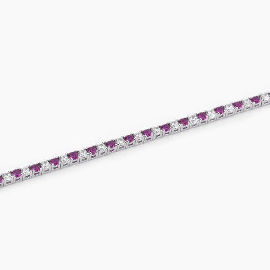 Pulsera Tennis Con Rubíes Sintéticos 533457