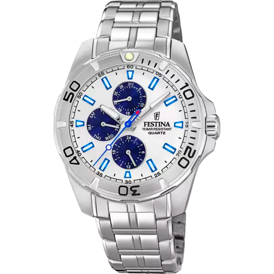 Orologio Uomo Multifunction Bianco e Acciaio F20445/1