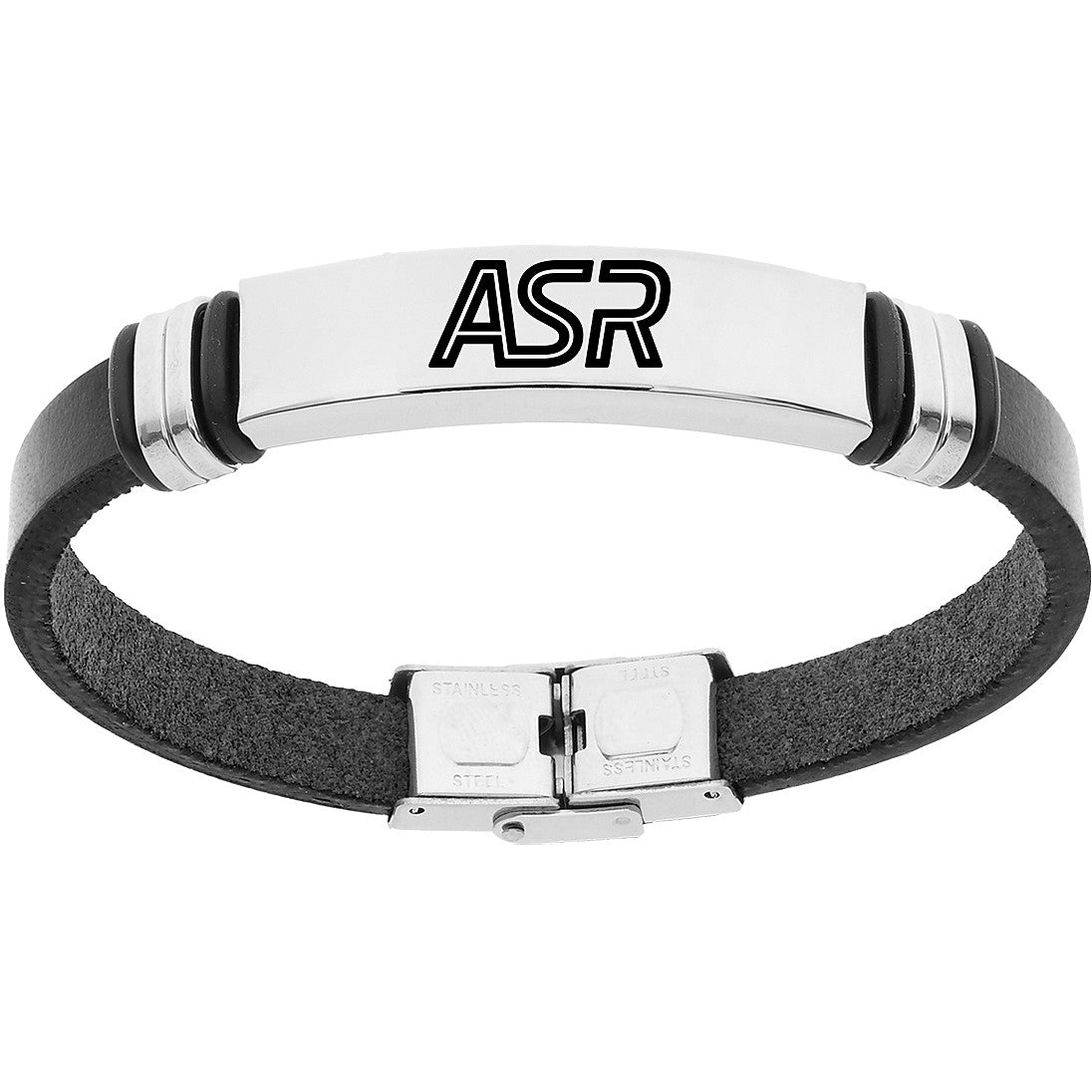 Bracciale Uomo Scritta ASR A.S. Roma Pelle Nero B-RB010ULN