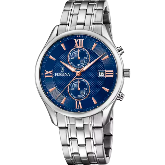 Reloj cronógrafo atemporal azul y acero F6854/6 para hombre