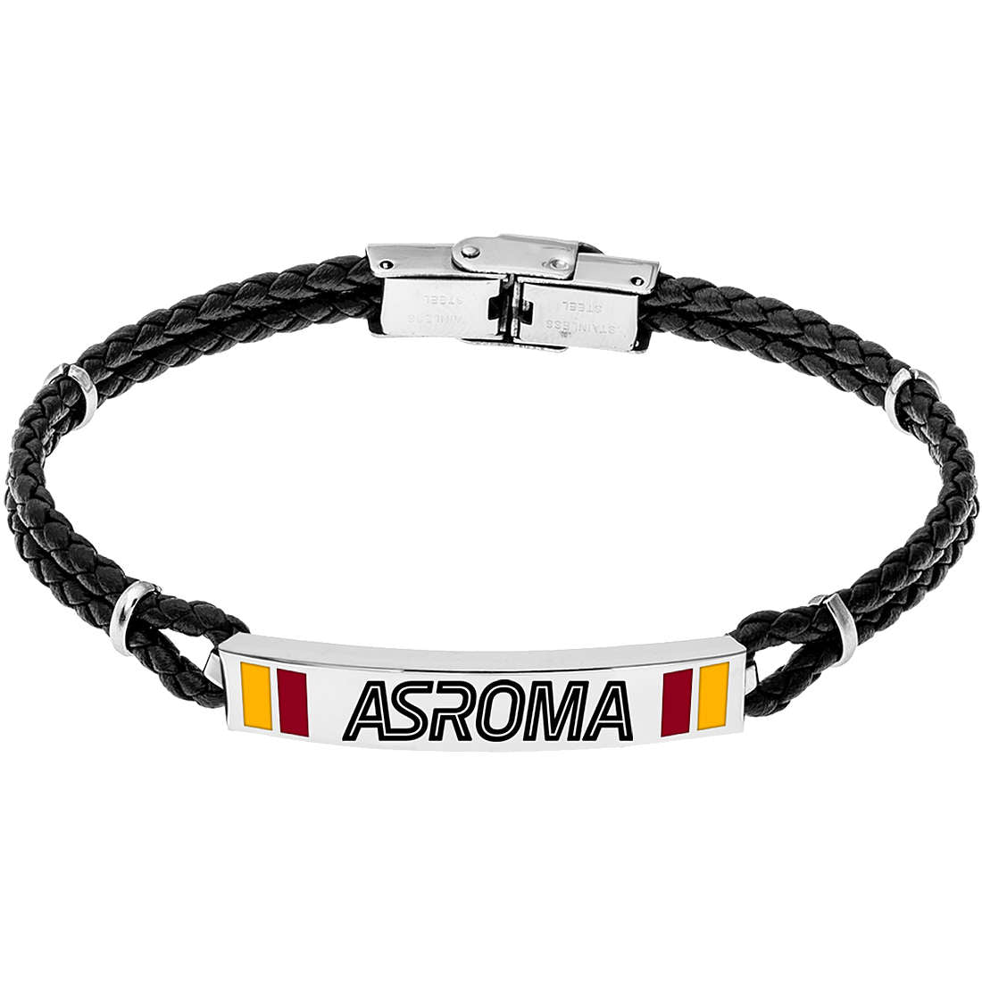 Bracciale Uomo Scritta A.S. Roma Cordino Nero B-RB001UCN