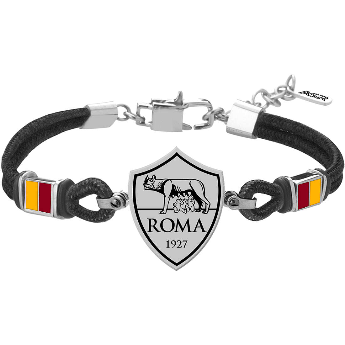 Pulsera Lupa Hombre AS Roma Escudo Cordón Negro B-RB003UCN