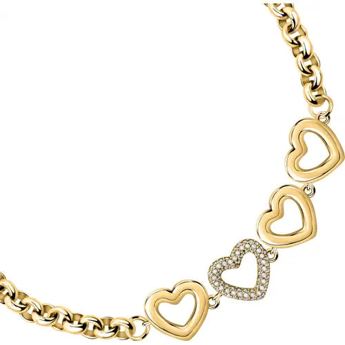 Pulsera Bagliori Dorada con Corazones SAVO26