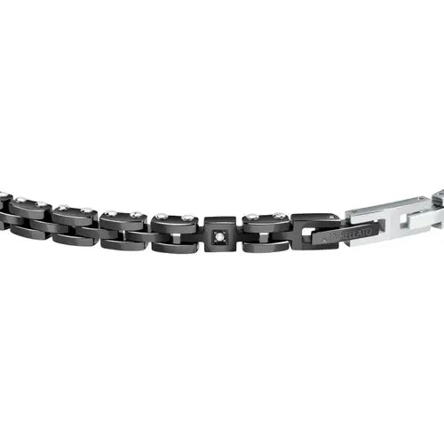 Bracciale Uomo Diamonds Acciaio e Nero SAUK05