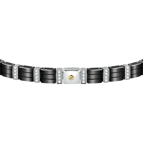 Bracciale Uomo Gold Acciaio e Nero SATM15
