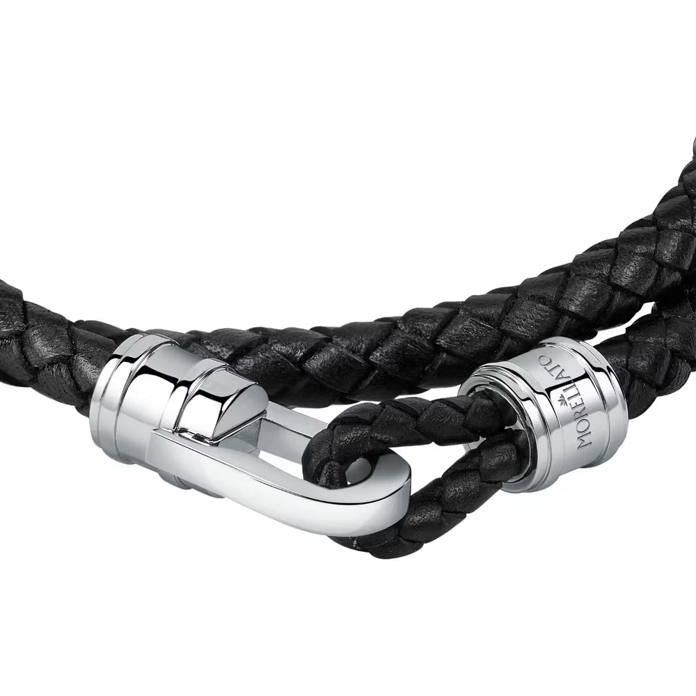 Pulsera Moody Hombre Multihilo Negro y Plata SQH38