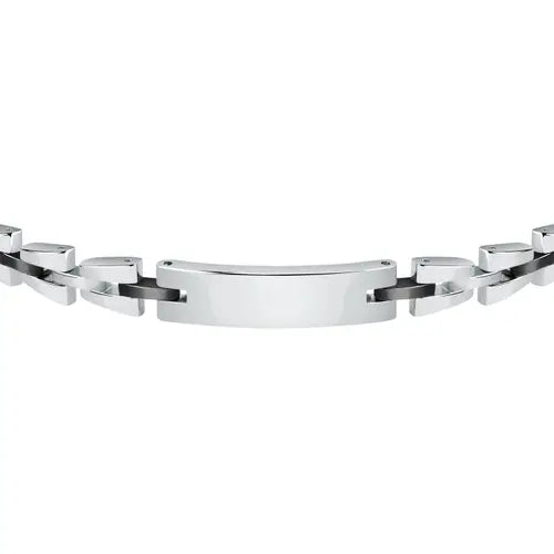 SALS59 Pulsera Hombre Plata y Negro Motown