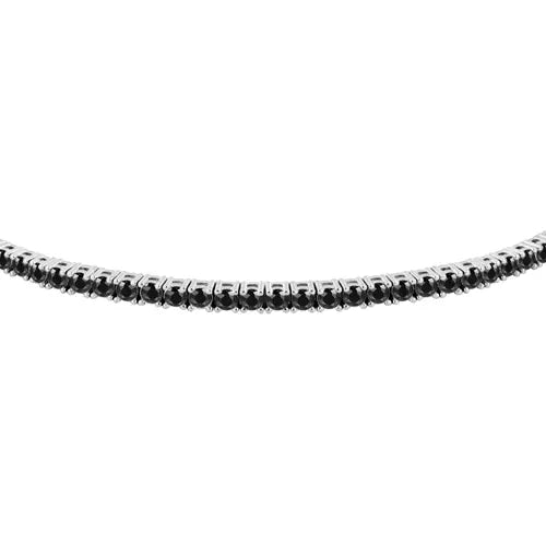 Pulsera Hombre Tennis Plata y Negra SATN02