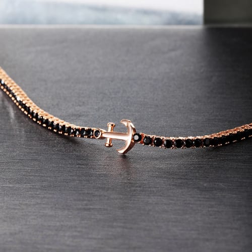 Pulsera de Hombre Tennis Rosa con Piedras Negras SATT04