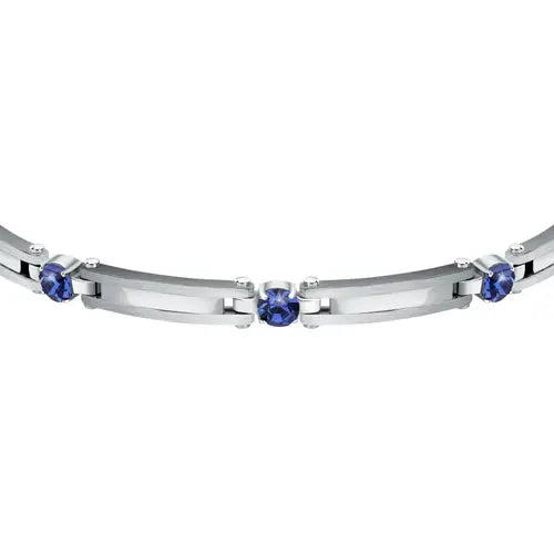 Bracciale Uomo Urban Acciaio con Cristalli Blu SABH24
