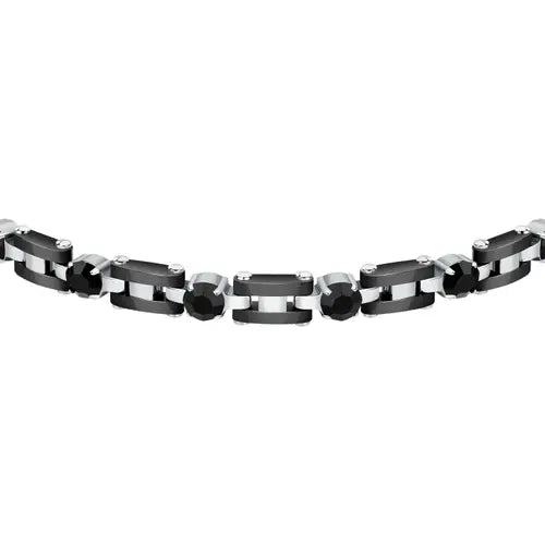 Bracciale Uomo Urban Acciaio e Nero con Cristalli SABH25