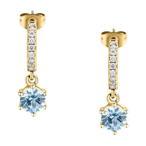 Pendientes Colores Dorados con Circonitas Azules y Blancas SAVY07