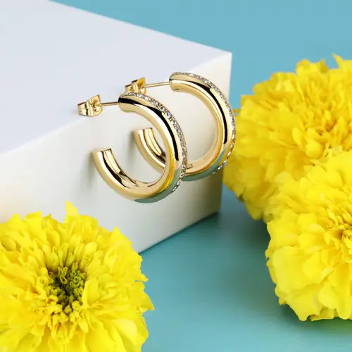 Orecchini Creole Dorati e Cristalli SAVN01