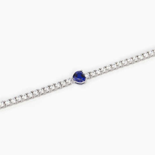 Pulsera de club de tenis con corazón de zafiro azul 533441