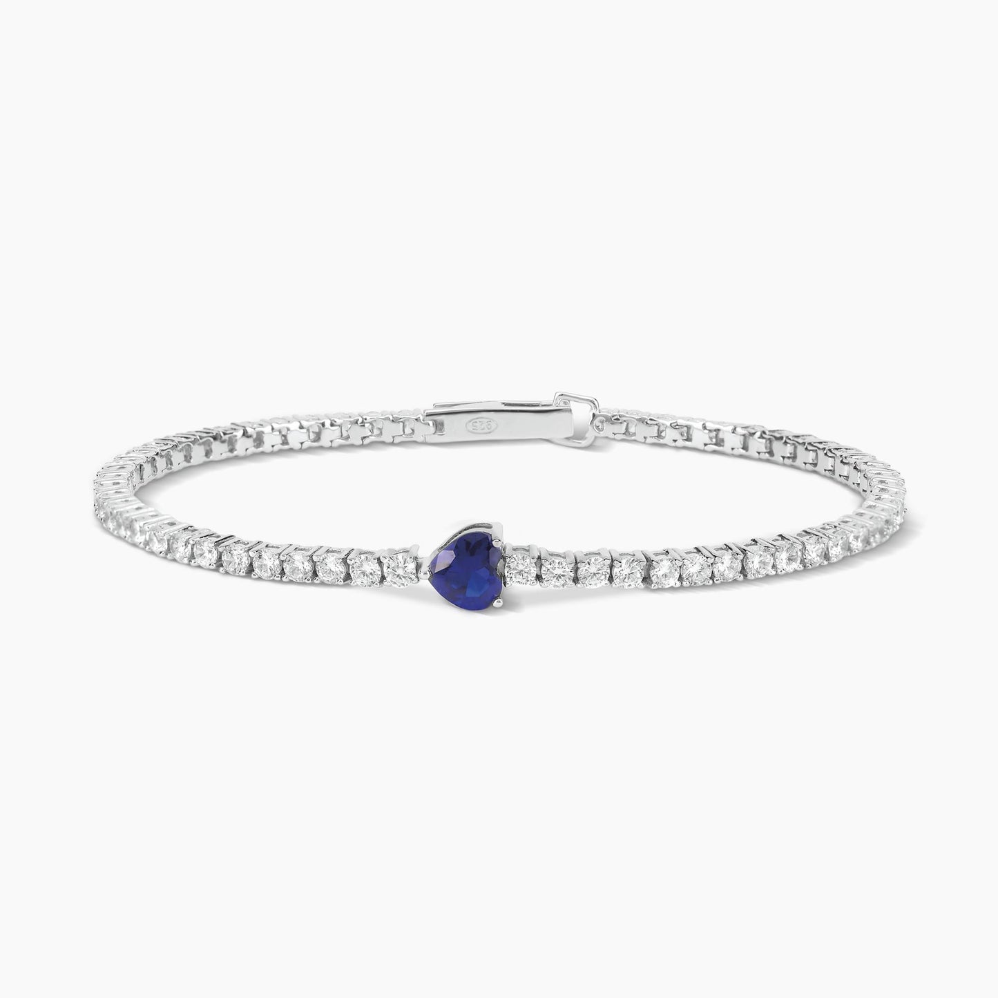 Pulsera de club de tenis con corazón de zafiro azul 533441
