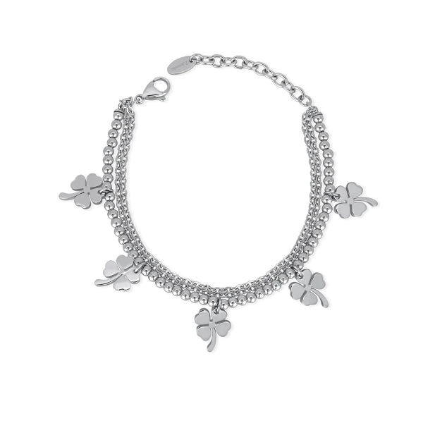 Pulsera de acero con trébol de cuatro hojas 231794
