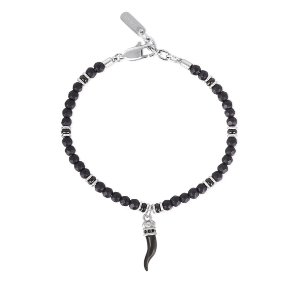 Pulsera Hombre Pvd Hematites Negro Cuerno 232024