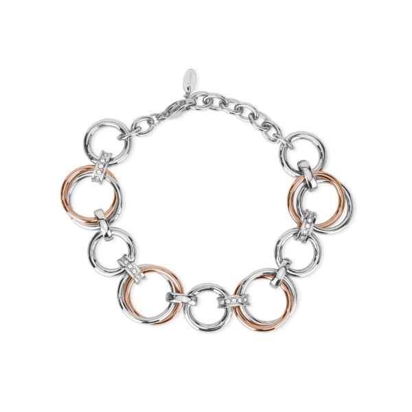 Pulsera Milan Plata y Rosé con Anillos 232240