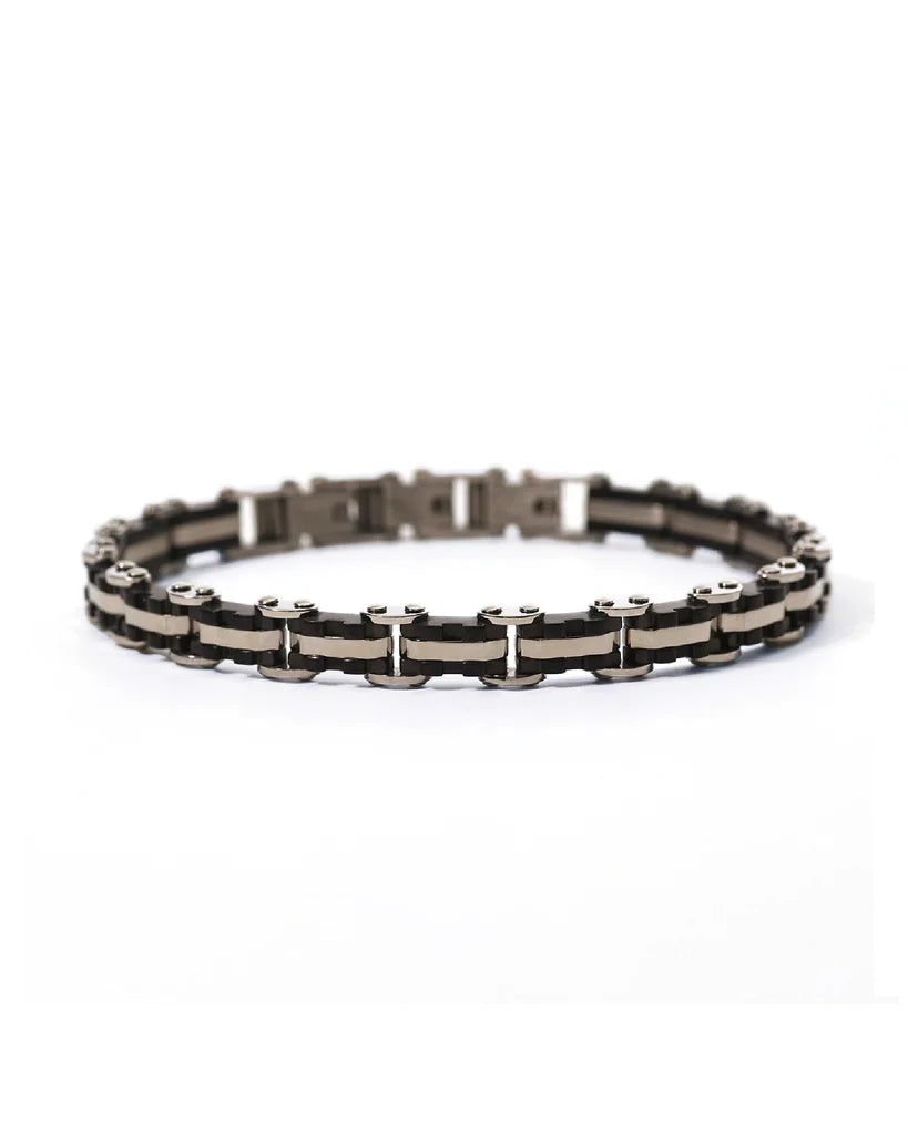 Pulsera de Hombre Tipo Plata y Negro 232334
