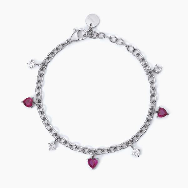 Pulsera Corazón Rubí Sintético 232335
