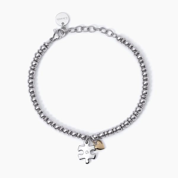 Pulsera con Puzzle y Corazón Dorado 232344