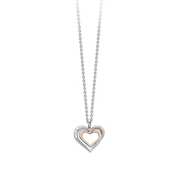 Collar con Corazones en Acero y Rosa 251596