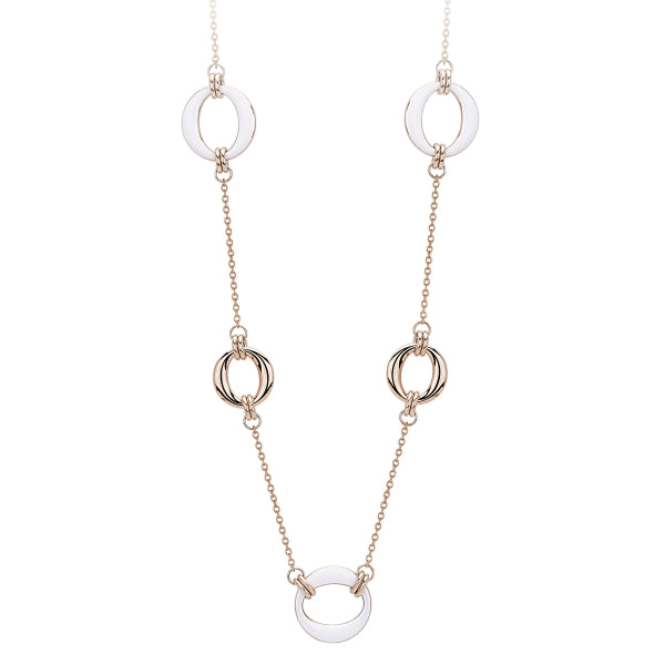 Collar Acero con Rosa y Pvd Blanco 251711