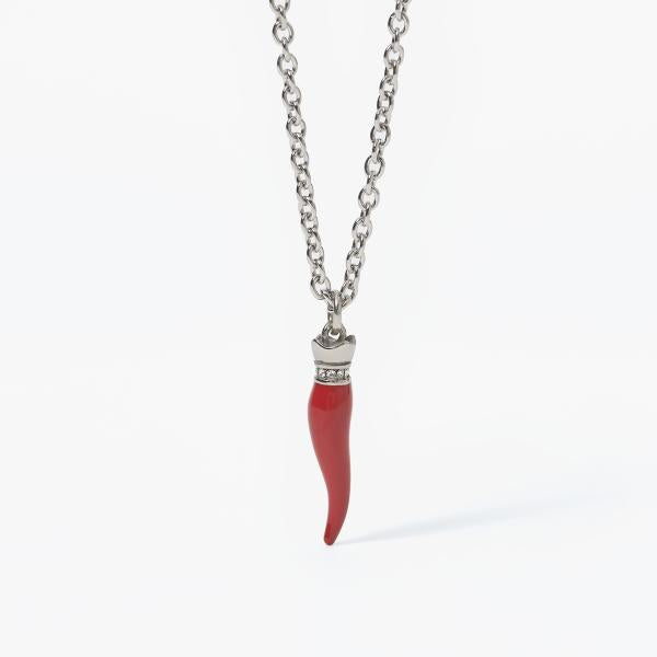 Collar Corneta Roja y Cristales Blancos 251797