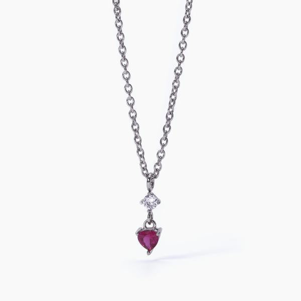 Collar con Corazón de Rubí Sintético 251816