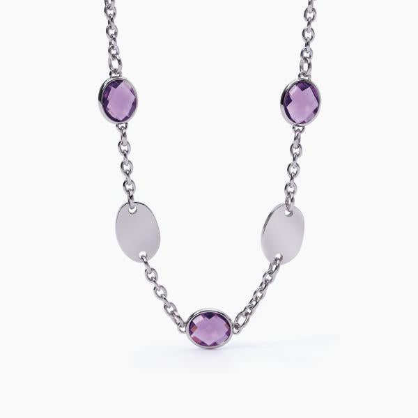 Collar con Elementos de Cristal Morado y Brillo 251819