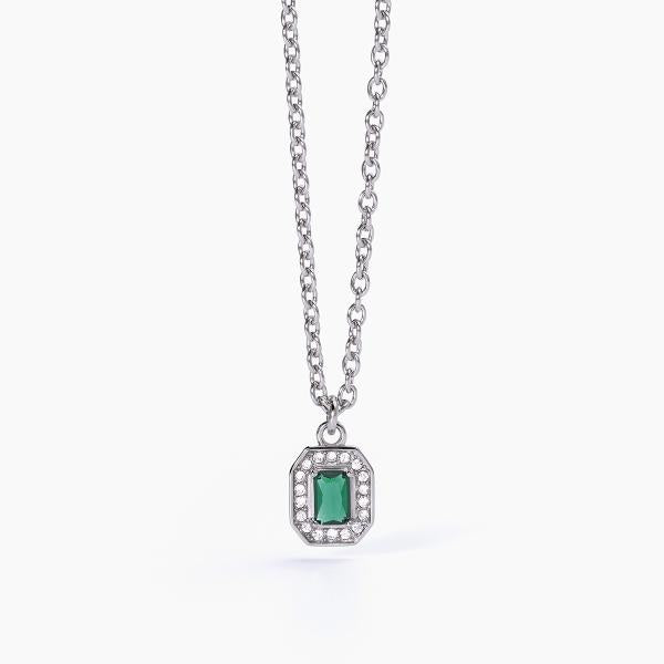 Collar con Esmeralda Sintética y Cristales 251852