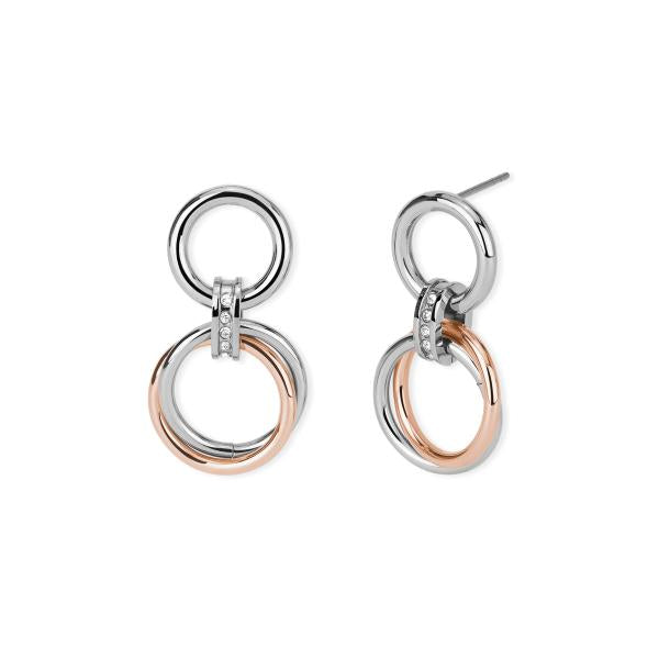 Pendientes de Acero y Oro rosa con Cristales 261342