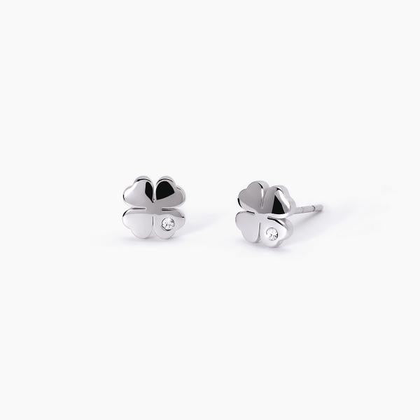 Pendientes Trébol de Cuatro Hojas con Cristales Blancos 261376