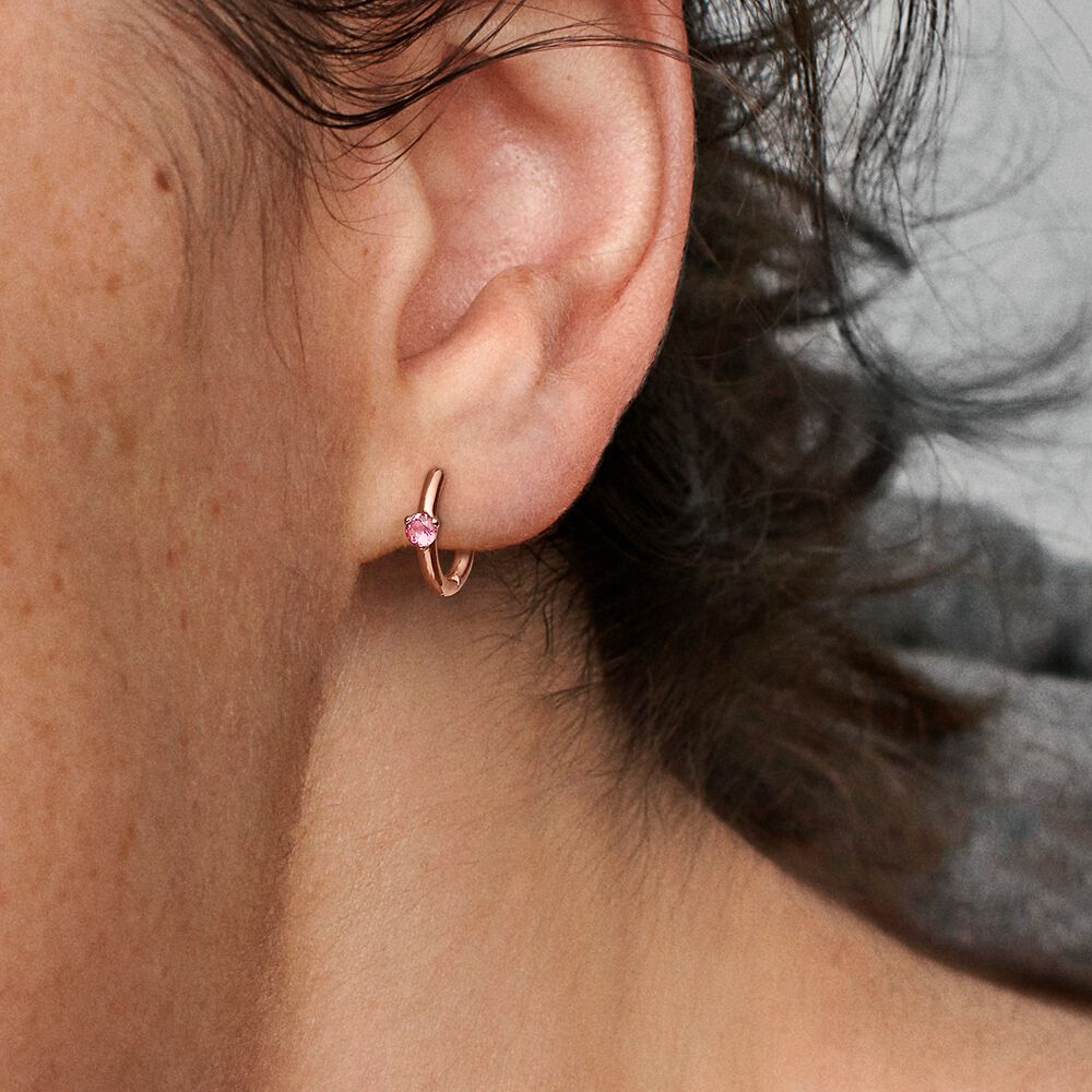 Orecchini Cerchi Solitario Rosa 289304C03