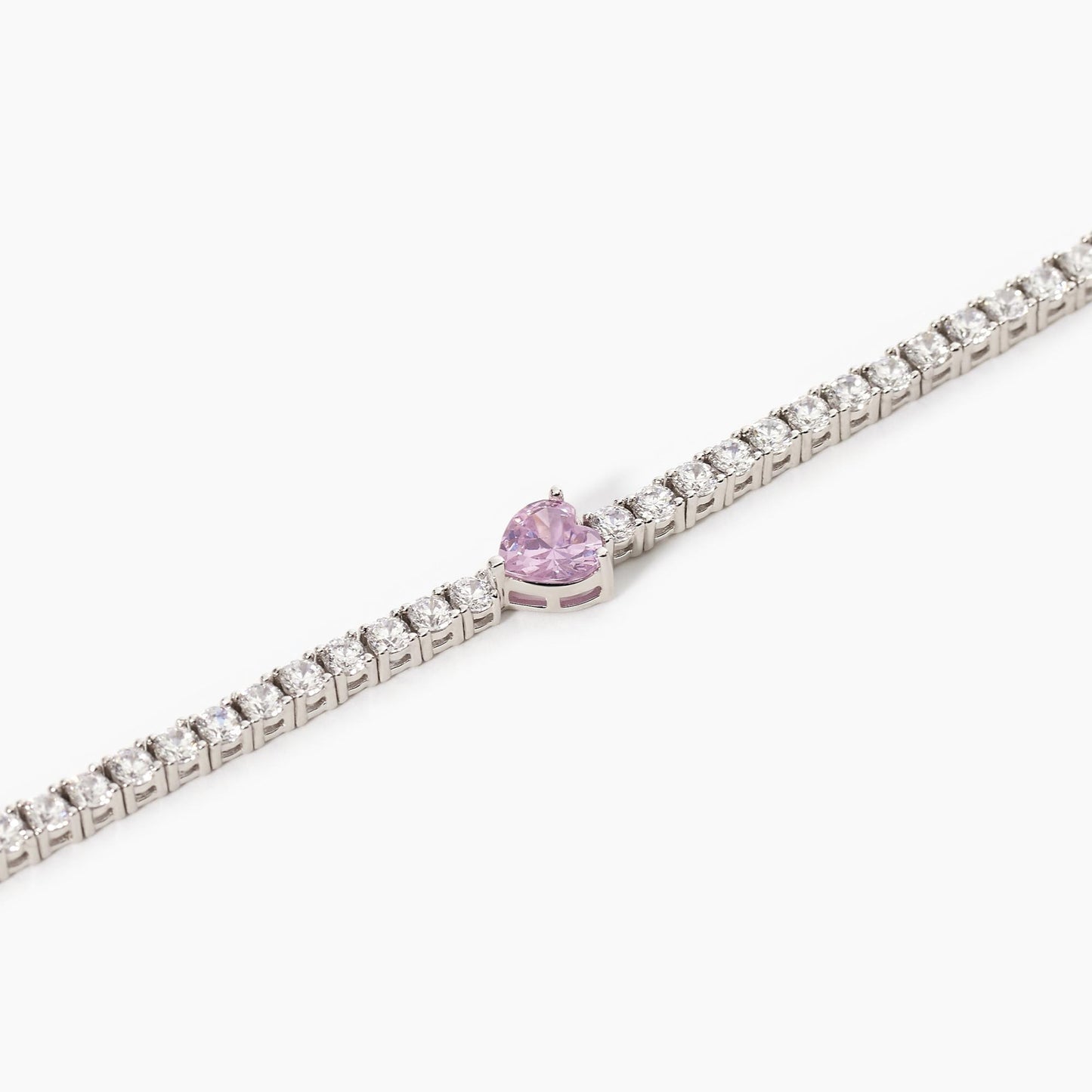 Pulsera Corazón Tennis Club en Circón Rosa 533557