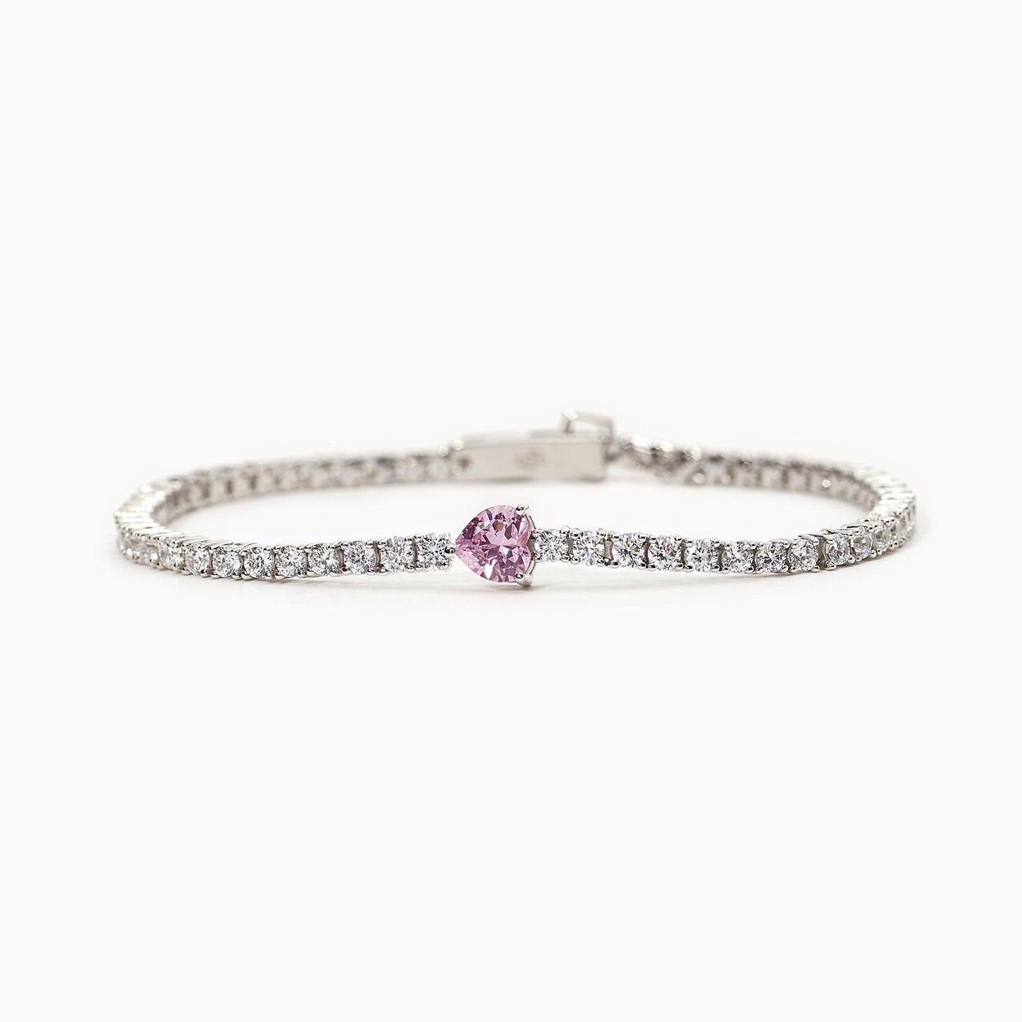 Pulsera Corazón Tennis Club en Circón Rosa 533557