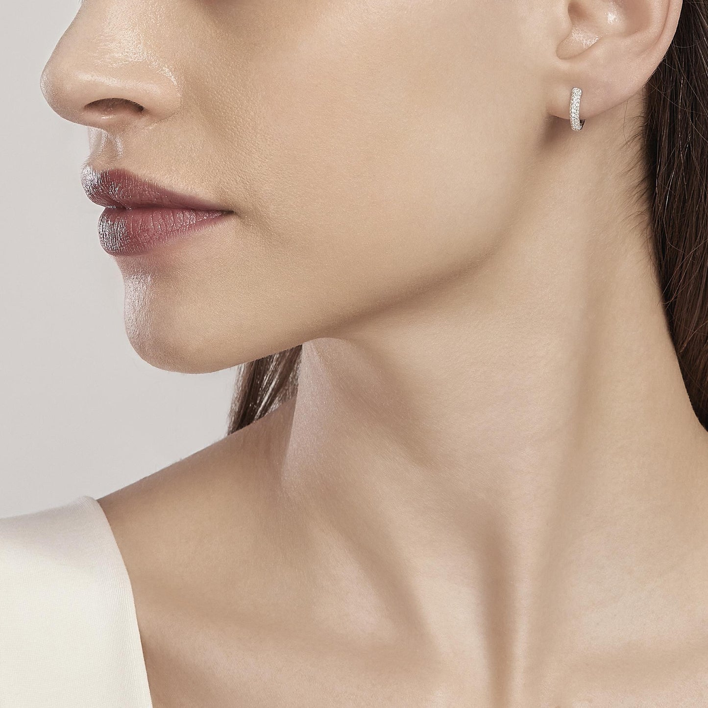 Par de aretes circulares fijos con circonitas 563521