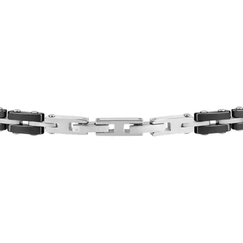 Pulsera Hombre Cerámica Acero y Negro con Ancla SACU10