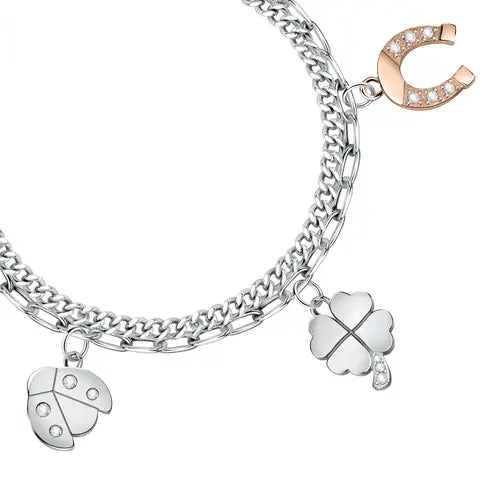 Pulsera Maia Acero y Rosado SAUY08
