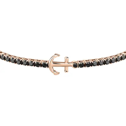 Pulsera de Hombre Tennis Rosa con Piedras Negras SATT04